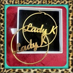 👑✅PRICE FIRM✅ 18 kt Gold Plated Stainless Steel Large “Lady K” Hoop Earrings